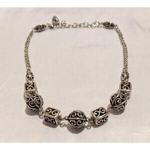 Brighton Treasures Necklace Silver Plated Round and Square Beads 16-18" EUC
